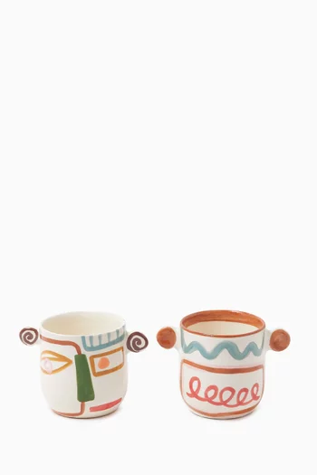 Les Visages Cups in Ceramic, Set of 2