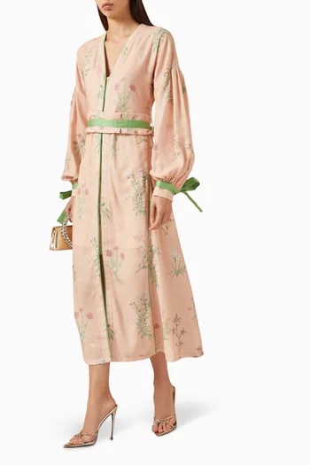 Floral-print Belted Dress