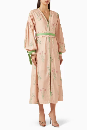 Floral-print Belted Dress