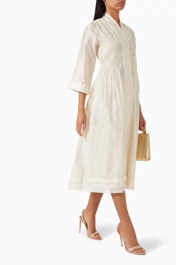Pintuck Midi Dress