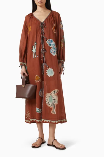 x LRNCE Laurence Tie-front Shirtdress in Ramie Blend
