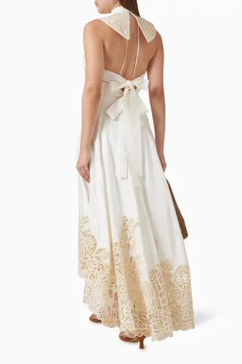 x LRNCE Rosemary Embroidered Gown in Linen Blend