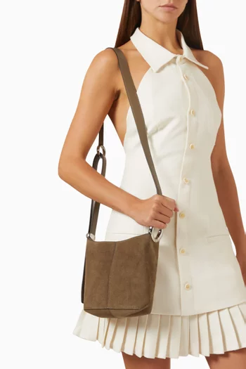 Halo Mini Bucket Bag in Suede