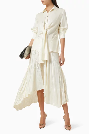Asymmetric Crinkled Skirt in Viscose