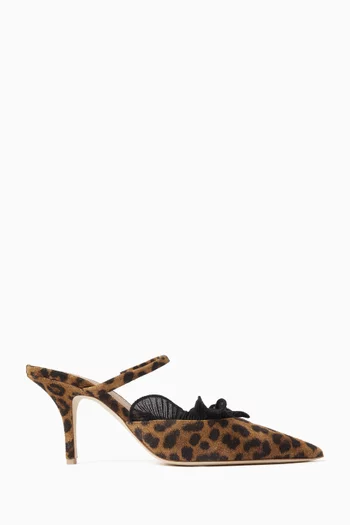 Cecile 70 Leopard-print Mules in Suede & Organza