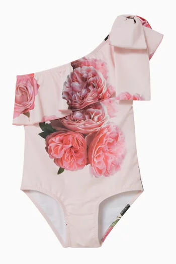 Roses-print One-shoulder Swimsuit