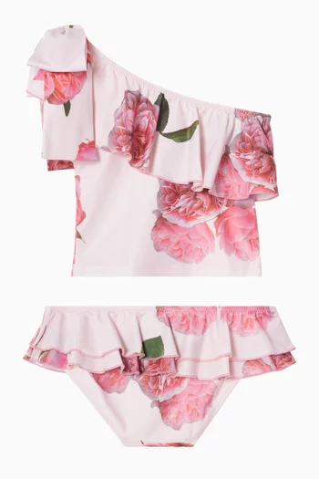 Rose-print Bikini Set