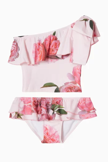 Rose-print Bikini Set