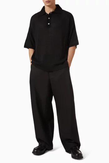 Basin Knit Polo Shirt in Linen-blend