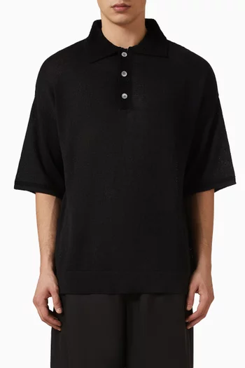 Basin Knit Polo Shirt in Linen-blend
