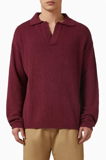 Marabou Knit Polo Sweater in Cotton