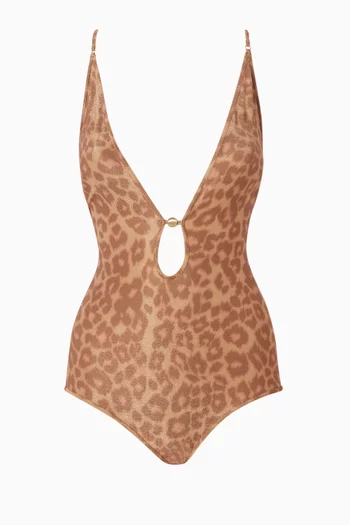 Awaken Metallic Plunge One-piece Swimsuit