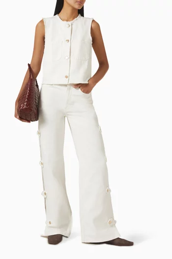 Pousao Side-slit Pants in Denim