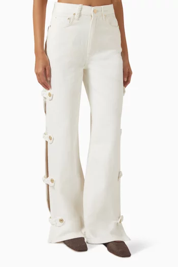 Pousao Side-slit Pants in Denim