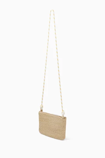 Striped Straw Bag & Mini Hair Clip Set