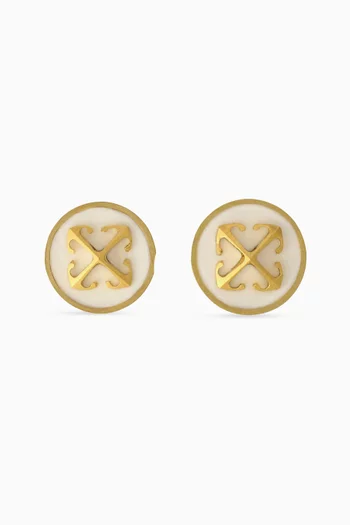 Round Arrow Earrings in Brass