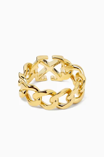 Arrow Chain Ring in Gold-plated Brass