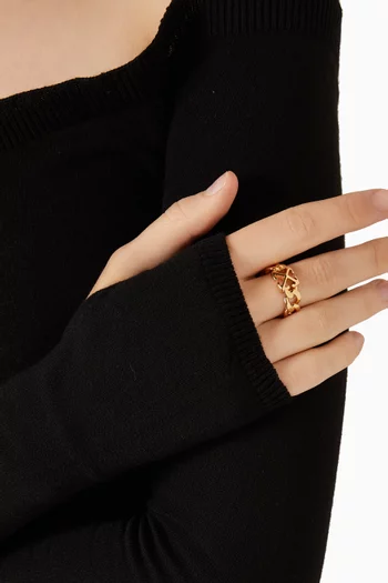 Arrow Chain Ring in Gold-plated Brass