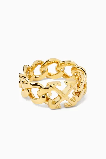 Arrow Chain Ring in Gold-plated Brass