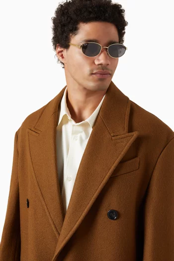 نظارة شمسية بإطار بيضاوي معدن