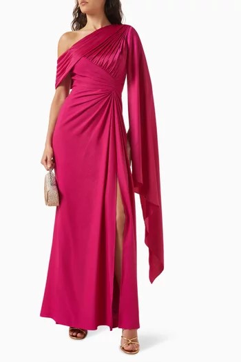 Ember Cape-sleeve Gown in Crepe