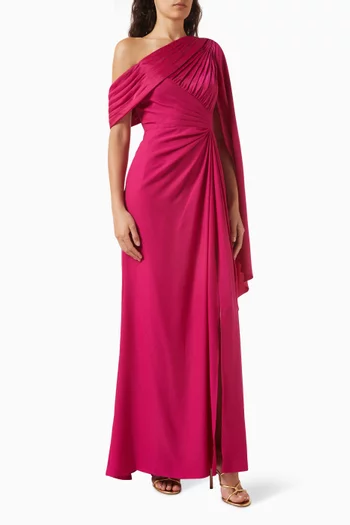 Ember Cape-sleeve Gown in Crepe
