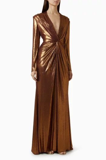 Drape Gown in Metallic-jersey