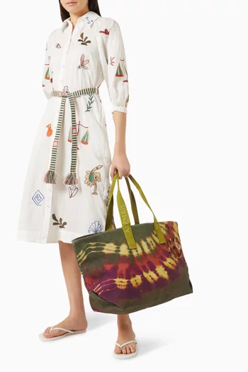 Safi Textured Patch Beach Tote Bag in Cotton