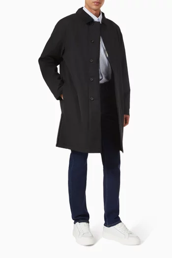 Car Buttoned Coat in Tech-wool