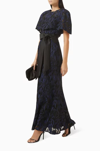 Capelet Gown in Lace & Mikado