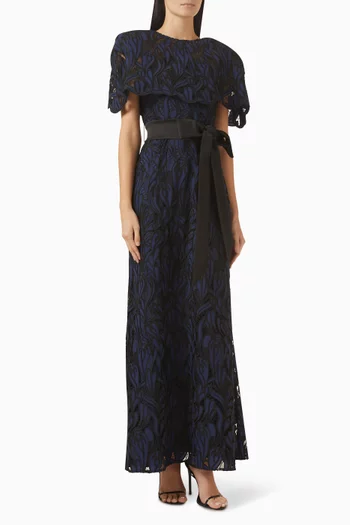 Capelet Gown in Lace & Mikado