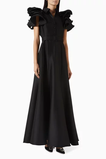 Ruffle A-line Gown in Mikado