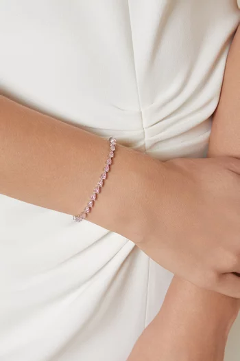 CZ Midi Pear Tennis Bracelet in Rhodium-plated Brass