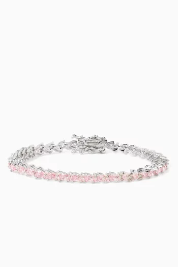 CZ Midi Pear Tennis Bracelet in Rhodium-plated Brass