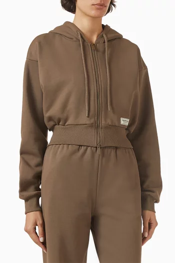 Batwing Zip Sleeve Hoodie in Cotton Fleece