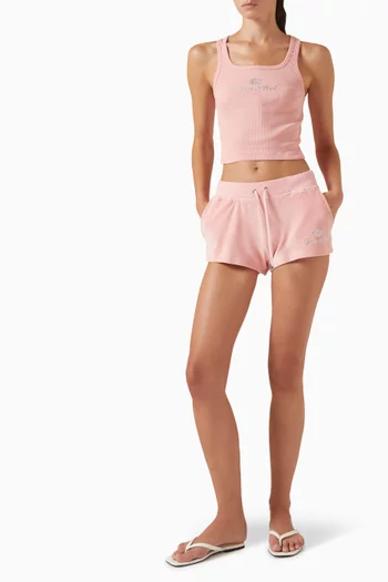 Juicy Script Shorts in Velour