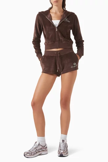 Juicy Script Shorts in Velour