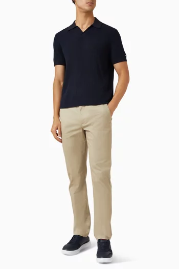 Honeycomb Textured Polo Shirt in Cotton & Lyocell