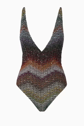 Sequin-embellished One-piece Swimsuit
