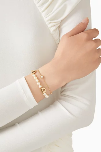 Gancini Wave Bracelet in Brass