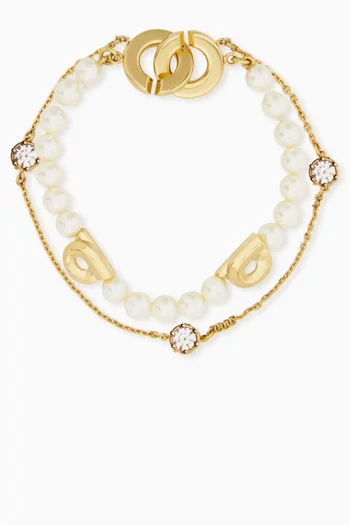 Gancini Wave Bracelet in Brass