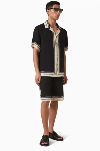 Logo & Stripe-print Hawaii Shirt in Silk
