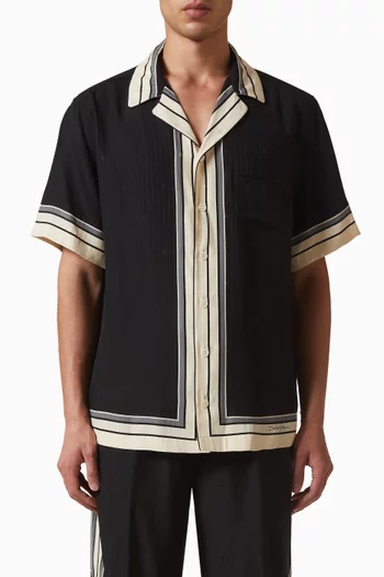 Logo & Stripe-print Hawaii Shirt in Silk