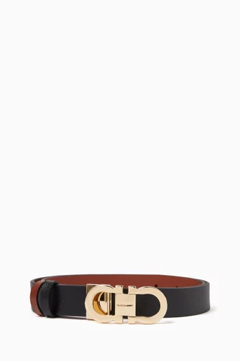 Gancini Reversible Belt in Hammered Calfskin