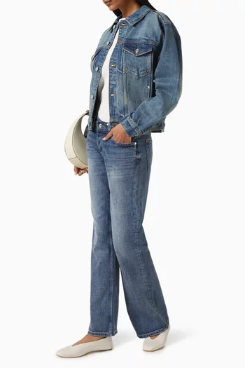 Lia Varsity Trucker Jacket in Denim