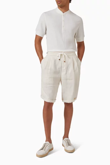 Garment Dyed Bermuda Shorts in  Linen Gabardine