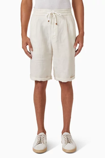 Garment Dyed Bermuda Shorts in  Linen Gabardine