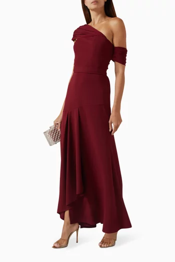 One-shoulder Dress in Knit Crepe