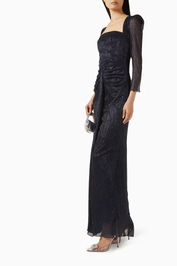 Ruched Dress in Lurex Knit Mesh