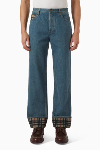 Dexter Check-trim Jeans in Denim